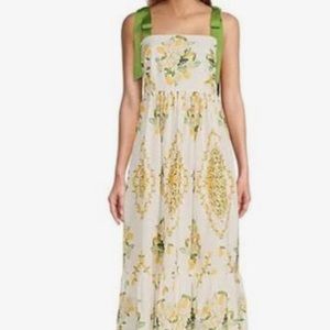 NWT Antonio Melani Vera Printed Square Neck Ribbon Tie Shoulder Waistless  Dress